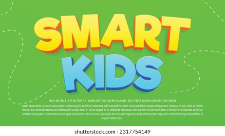 Plantilla de efecto de texto editable estilo 3d para niños de educación