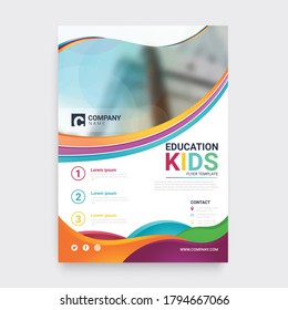 Education kids Flyer business template for cover brochure