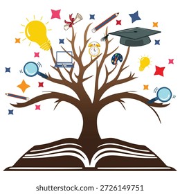 Design do logotipo vetorial do livro educacional e do conhecimento