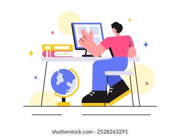 Education and Knowledge Books Vector Illustration featuring People Studying and School Items for Learning in a Flat Style Cartoon Background