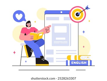 Education and Knowledge Books Vector Illustration featuring People Studying and School Items for Learning in a Flat Style Cartoon Background