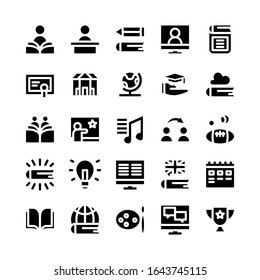 Education & knowledge icon pack, glyph style version
