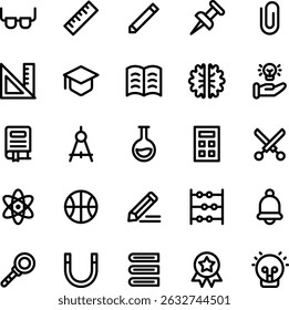 Education and knowledge icon set with line and simple style