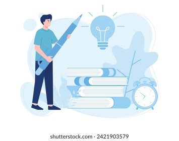 education and knowledge are the power to build creative ideas trending concept flat illustration