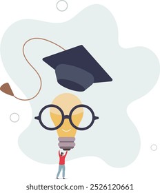 La Educación o el conocimiento es poder para construir creatividad, idea o solución, concepto de curso académico o de formación. Diseño plano con personas.