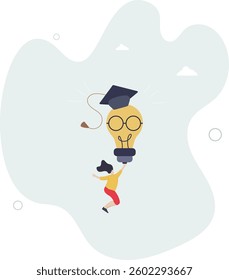Education or knowledge is power to build creativity, idea or solution, academic or training course concept.flat character life .