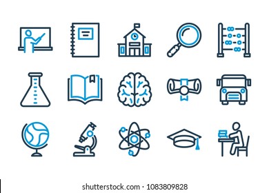 Education and Knowledge related line icon set. School and University vector icons.