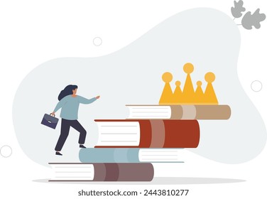 Educación o conocimiento pasos para el éxito, el aprendizaje o el estudio para el desarrollo de habilidades para lograr el concepto de éxito empresarial.