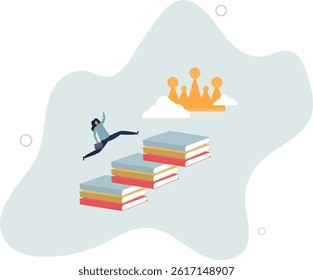 Education or knowledge steps to success, learning or study for skill development to achieve business success concept. character life .