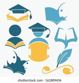 education and knowledge, vector collection of reading symbols, books, studying and education