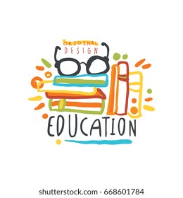 Education label, back to school logo graphic template