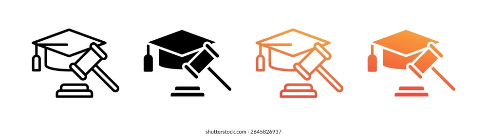 Education Law Multi Style Icon Set Vector