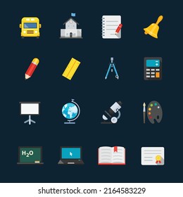 Education and learn Icons with Black Background