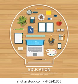 education and learning background on light bulb shape