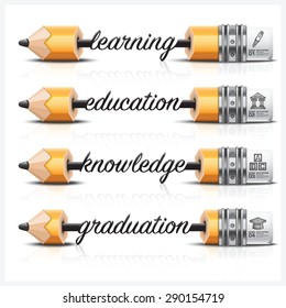 Education And Learning With Carve Lead Pencil Step Infographic Diagram Vector Design Template