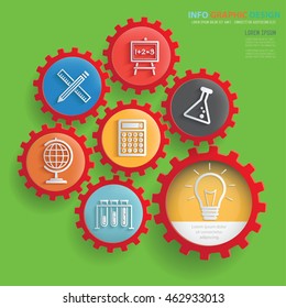 Education and learning concept design,gear info graphic,vector