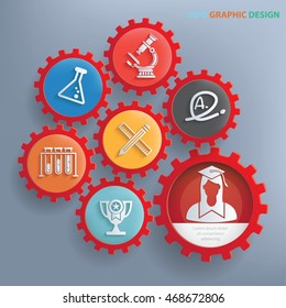
Education and learning concept design,gear info graphic,vector