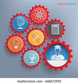 
Education and learning concept design,gear info graphic,vector