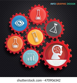 Education and learning concept design,gear info graphic,vector