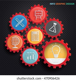 Education and learning concept design,gear info graphic,vector