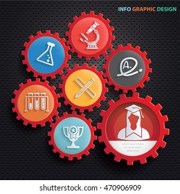 
Education and learning concept design,gear info graphic,vector