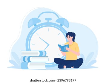 education learning concept likes to read people read or students study trending concept flat illustration