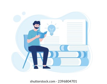 education learning concept likes to read people read or students study trending concept flat illustration