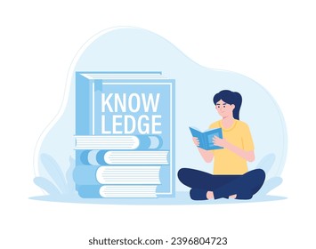 education learning concept likes to read people read or students study trending concept flat illustration