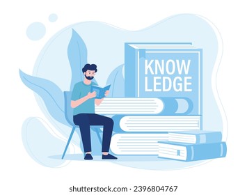 education learning concept likes to read people read or students study trending concept flat illustration