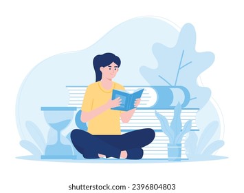 education learning concept likes to read people read or students study trending concept flat illustration
