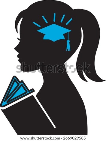 Education and Learning Concept with Student Silhouette and Graduation Cap Symbolizing Knowledge and Academic Success