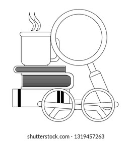 education and learning elements black and white