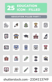 Education Learning filled icon style design
