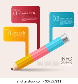 Education And Learning With flag Pencil Step Infographic