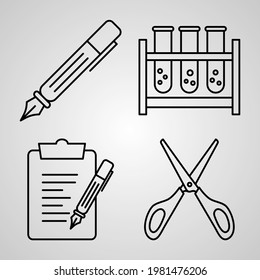 Education And Learning Icon Collection White Color Background
