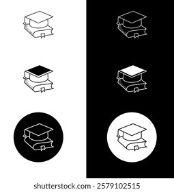 Education and Learning Icon – Monoline Custom Hand-Drawn Style with Editable Stroke. Graduation and Knowledge Illustration.