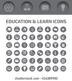 Education and learning icon set, clean vector
