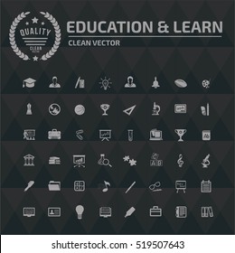 
Education and learning icon set, clean vector
