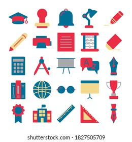 Education And Learning Icon Set Color Style Design Vector Template Illustration