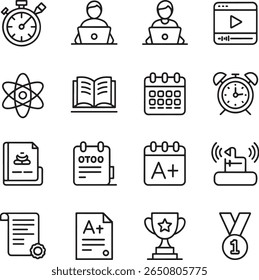 Ícone Educação e Aprendizagem Definir Símbolos Diversos de Perseguição Acadêmica e Realização Coleção Abrangente de Visuais Acadêmicos