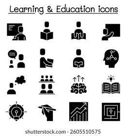 Education and Learning icon set in glyph style