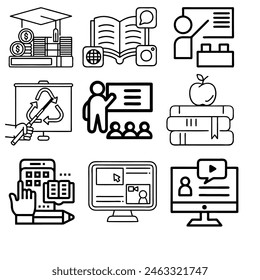  education and learning icon set line style illustration