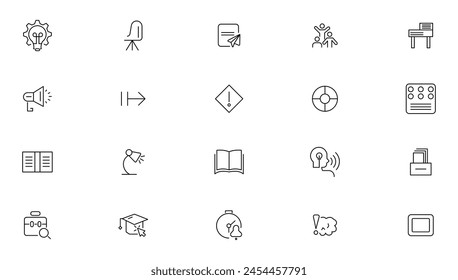 Education and Learning icon set. Education, School, Learning, success, academic outline icon collection. UI flat icons collection. Thin outline icons pack