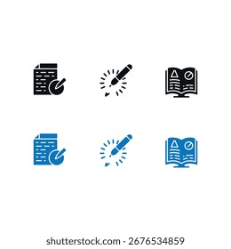Education and Learning Icon Set – Writing, Exam, Study, Book, Pen Vector Design