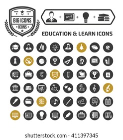 Education and learning icon set,vector