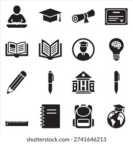 Education and Learning Icons for School, Study, and Academic Success