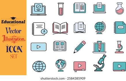 Education and learning icons set
