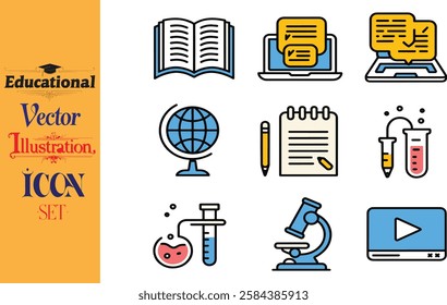 Education and learning icons set