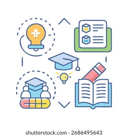 Conjunto de iconos de Educación y aprendizaje Vector moderno plano