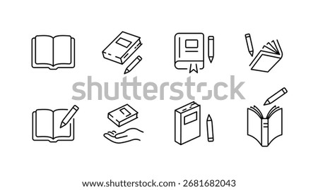 Education and learning icons set – line, outline, study and school symbols